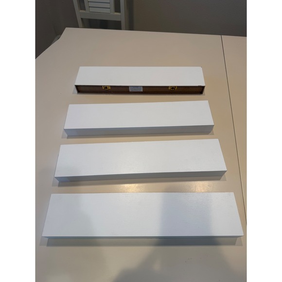 MRL Homestyles Other - MRL Homestyles White Floating Wall Shelves Set of 4 Modern Wood Grain 18 Inch